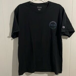 Champion Logo T shirt Black Multi Color Womens Size Large